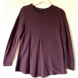 Alfani Sweater Top M Maroon Burgundy Long Sleeve Ribbed Knit Stretch‎ Scoop Neck